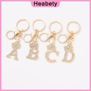 Heabety Unique Crown Crystal Rhinestones A-Z Letters Pendant Keychains For Men Women 26 Alphabet Car Key Ring Name Jewelry Keyrings Gift