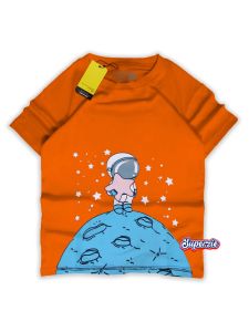 Kaos dsitro anak laki laki kaos oblong motif luar angkasa roket Atasan anak cowok astronot ASTRO BINTANG OREN Abadigrosir