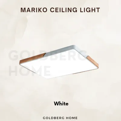Mariko Nordic Rectangle 34W 45W 65W 90W LED Ceiling Light - Black White Wooden frame | Goldberg Home