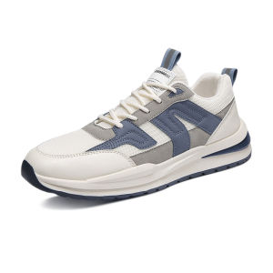 Keeping Sepatu Pria Fashion Sneakers Cowok Sepatu Jalan Casual Kasual Kerja Mesh Sepatu Olahraga Sekolah Kuliah Breatable Sport Running Shoes Putih Abu KSR713