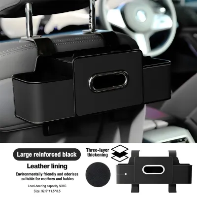Car seat back storage Box Waterproof PU Leather Car Organizer Multifunctional Car Seat Hook with Drink Holder