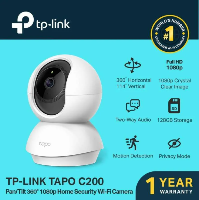 TP-LINK Tapo C200 HD 2MP Pan Tilt Home Security CCTV Wifi IP
