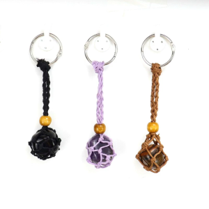 Stone Holder Hanging-Ornaments Keychain Adjustable Bag Charm Decors Cord Empty Stone Holder Keychain