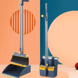 Household Cleaner Sturdy & Durable Long Handle Sweeper Foldable and Rotatable Broom and Dustpan Set/MC