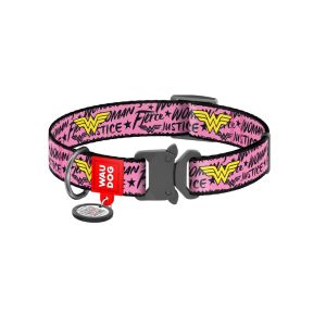 WAUDOG Nylon Dog Collar with Free Dog Smart ID Tag | DC Comics Superhero Designs | Adjustable Soft Nylon | Small to Large Dogs