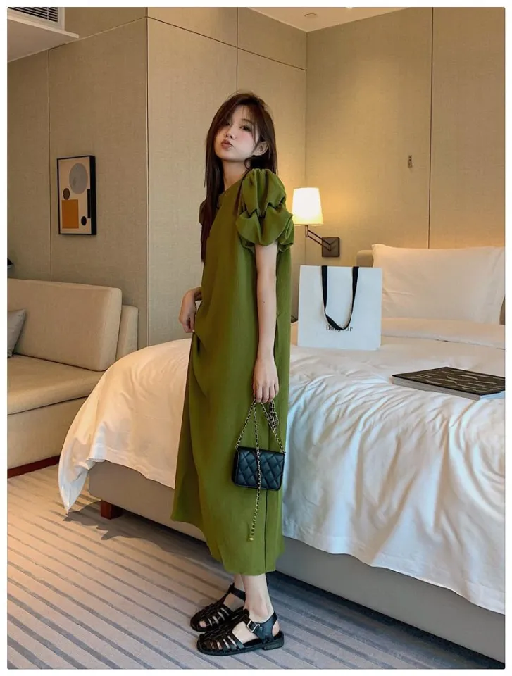 fit dresses filipinana plus size for woman fitted casual style vintage  fairy midi dainty sage green