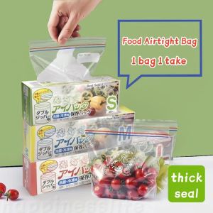 Reusable Food Storage Bag Fresh Keeping Bags Sealed Food Packing Bag with Double Zipper Refrigerator Organizer S-M-L