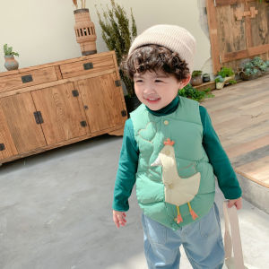 Áo khoác mùa đông cho bé Áo phao gile gà siêu nhẹ cổ tròn quảng châu cho bé 8-24kg