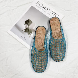[Free Shipping] Mesh Shoes Niche Half-Slip Sandals New Korean Transparent Casual WomenS Shoes Slip-On Plastic Sandals Hollow Sandals