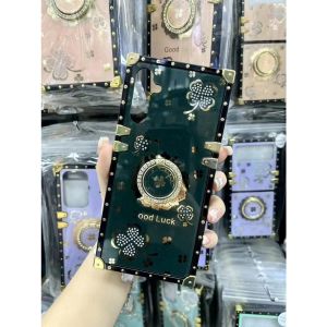 เคสโทรศัพท์แฟชั่นสำหรับ Samsung Galaxy A14 A24 A54แบบแหวนพลอยเทียมรูปใบโคลเวอร์4G 5G เคสป้องกันที่ยึดสำหรับผู้หญิงกันกระแทกฝาหลัง