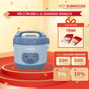 NỒI CƠM ĐIỆN 1.2L SUNHOUSE SHD8214 - Phù hợp cho gia đình từ 2-3 thành viên Bảo hành chính hãng