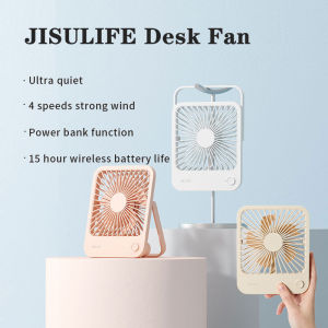 JISULIFE USB Rechargeable Desk Fan Portable 180 Foldable Cooling Fan With Strong Wind 4 Speeds Ultra Quiet for Home Office
