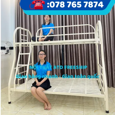 Giường tầng cho bé giá rẻ-giường 2 tầng sắt giá rẻ 80cm 1m 1m2 1m4 1m6 giao hàng lắp ráp nhanh
