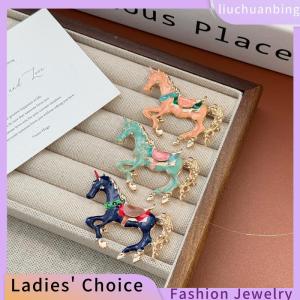 [COD] liuchuanbing Jewellery เข็มกลัดม้าเคลือบสำหรับผู้หญิงชุดคอปกสไตล์วินเทจ