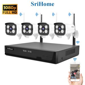 Sricam SriHome 4CH NVR Kit Wireless Security System - 1080P FHD WiFi IP Camera CCTV (4 Pcs) NVS001 NVR WiFi 4 Channel