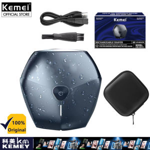 Kemei KM-8513 Mens Alien Electric Shaver Double Floating Head Dry Wet Beard Trimmer Fully Washable Smart Rechargeable Face IPX6 Waterproof Razor