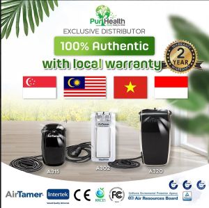 AirTamer A320 Rechargeable Personal Portable Travel Air Purifier Virus Prevention Technology Digital Mask Negative Ions Generator Purifies Air Eliminating Germs Dust Bacteria Allergens Dustmites Mold VOCs
