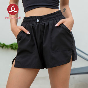 Moving Peach Womens Gym Shorts Pocket Double Layer Quick Drying Fitness Shorts BPI
