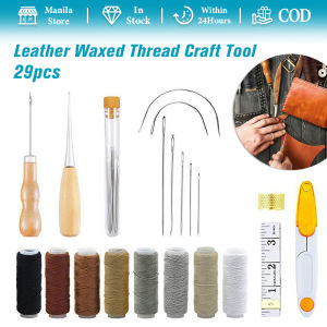 Leather Sewing Kit 29Pcs Leather Craft Tool with 8 Colors Sewing Thread Leather Sewing Needles  for DIY Leather Craft Repair