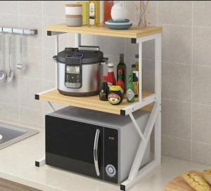 Living Mart Rak Dapur Microwave Oven 2 Tingkat Dari Kayu Stativ 2