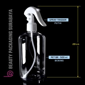 [10 PCS] Botol PET 500ml 24mm Bening tebal 33gr Tutup Spray Trigger Bebek