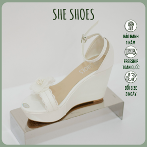 SANDAL xuồng trắng SANDAL nữ xinh ren đính bông 10p độc quyền SHE SHOES - SDX09030