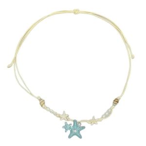 HEALMEYOU Bohemian Starfish Necklace Bead Beach Surfer Summer Clavicle Chain Fashion Colorful Trendy Beach Necklace Vacation