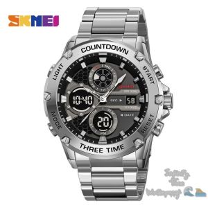 Infinitytime Jam Tangan Skmei 2502 Cowok Analog Digital Rantai Stainless Kualitas Original Waterproof