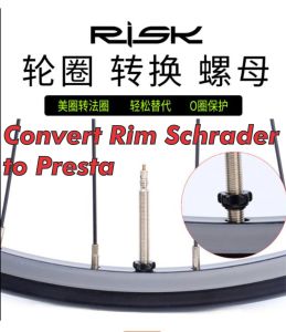 RISK Rim Converter Bicycle Rim Convert Schrader to Presta Valve Wheel AV to FV Tube Adapter Conversion