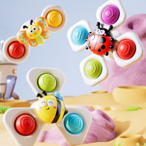 3PC Set Suction Cup Spinning Cartoon Animal Spinner Toys For Kids Window High Chair Tray Bath Table Travel for Children Gift