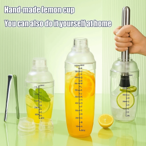 GOXBERK 500/700/1000ml Mixer Cup Portable BPA-Free Drink Hand-Shake Mixer Anti-Splash Transparent Scale Shake Cup Muddler Set Bar Utensil