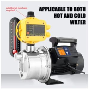 304 Stainless Steel Head Automatic Jet Pump 220V/60Hz Solar Tap-Water Pressure Pipe Booster Pump for Home/Residential