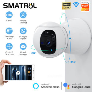 SMATRUL 1080p Original Surveillance Camera night vision CCTV Camera WiFi PTZ waterproof Wireless IP Camera Security Outdoor  IR Night Vision 10M PIR Motion Human body Detection Camera 360° Rotation head CCTV night visionSurveillance monitoring Camera