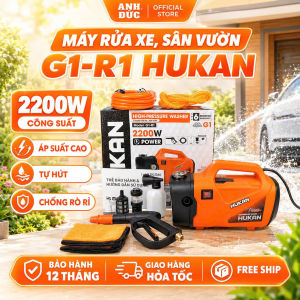 Máy Rửa XeSân Vườn G1-R1 HUKAN Công Suất 2200w Áp Suất Mạnh 130bar Chức Năng Tự Hút Tặng Kèm Bộ Phụ Kiện Đầy Đủ