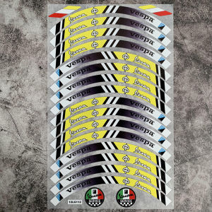 16 Cái/bộ Vespa Nhãn Dán Bánh Xe Phản Chiếu Chống Nước Cải Tiến Trang Trí Nhãn Dán Lốp Xe Cho Vespa Piaggio GTS Mùa Xuân 150/300