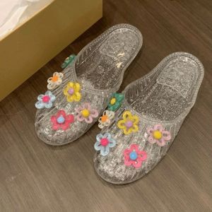 Free Shipping Crystal Sandals Flat-Soled Transparent Slip-On Style Suitable For Outdoor Wear With Non-Slip And Odor-Resistant Features Soft Sole And A Closed-Toe Design.Wholesale Available
