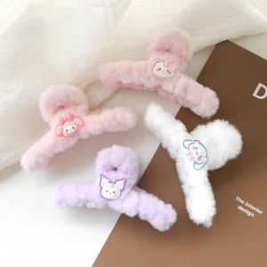 A5TG Sanrio kuromi Melody Kẹp bằng vải nhung lông Hello Kitty Cinnamoroll Phụ kiện đội đầu Dễ thương Dễ thương Kẹp cá mập Dành cho thu đông