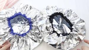 2 Pcs Aluminum Foil Conditioning Cap Reusable for Hot Oil ment Hair    Thickened Shower Caps Hot Oil ment Reusable Hair Processing Caps Home and Salon Use