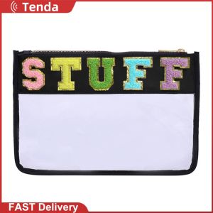 Chic Chenille Letter Tote Bag for Travel and Cosmetics with Durable Material and Spacious Design