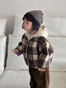 Childrens Autumn and Winter Coats 2025 Baby clothes thickened hooded sweatshirt Korean-style childrens clothing boys fleece-lined suit