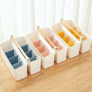 TSEVD พลาสติกทำจากพลาสติก ที่เก็บของบนโต๊ะ ถอดออกได้ แบบพกพาได้ ที่ใส่ปากกา ภาชนะบรรจุเก็บของ อุปกรณ์อเนกประสงค์ กล่องเก็บของสำหรับเก็บ ออฟฟิศสำหรับทำงาน