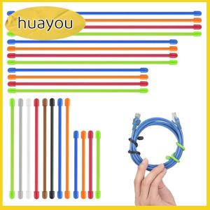 huayou 5PCS Silicone Zip Ties Steel Core Silicone Twisted Ties Reusable Rubber Twisted Ties Cable Ties For Organizing
