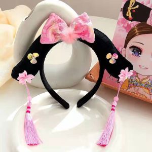 GHFHD Retro Classical Child Headband Bow Royal Court Headwear Chinese Antique Headdress Hanfu Headdress Pearl Chinese Style Headwear Hanfu Hair Hoop Antique Headband Ancient Style Headwear