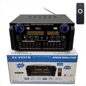 AV-999FM 220V 3000W Home Stereo Audio Amplifier Bluetooth 4CH EQ Wireless With Mixer Equalizer