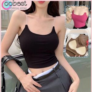 oobest Summer Camisole Vest Invisible Shoulder Strap Hollowed-out Back Vest With Fixed Cups Strapless Top