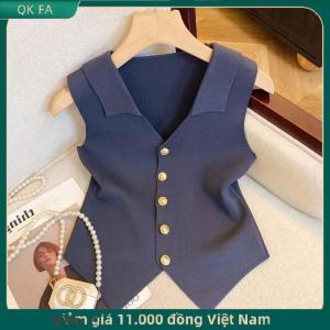 QK FA ✨ Pháp khí v-cổ đơn ngực không tay mỏng dệt kim vest cho phụ nữ