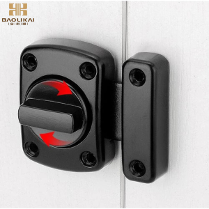 (Baolikai) Sliding Door Lock Bar Barn Door Latch Hook-and-Eye Buckle Wooden Fence Door Lock Black Door