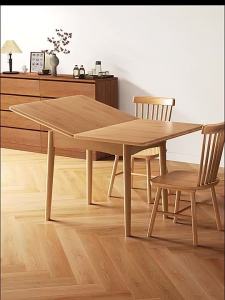 Solid wood folding dining table for home dining expandable dining table and chairs modern and simple rectangular shape