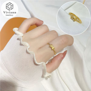 Vivian Exquisite 14k Gold Plated Opening Rings For Women Salary Jewelry Wedding Party Girls Luxury Student Ring inger Rings For Girl Anniversary Ring Finger Jewelry
