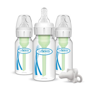 Dr. Browns Feeding Bottle 4oz-120Ml Pp Narrow-Neck Options+ Baby Bottle with Silicone Soother 3pcs per pack